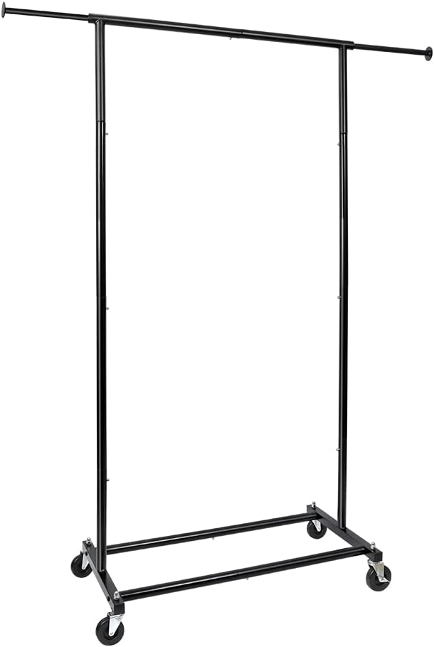 Fishat 59" H Simple Portable Standard Black Rolling Clothes Garment Rack
