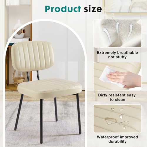 OLIXIS Dining Chairs Set of 4, Upholstered Kitchen Chairs, Beige White
