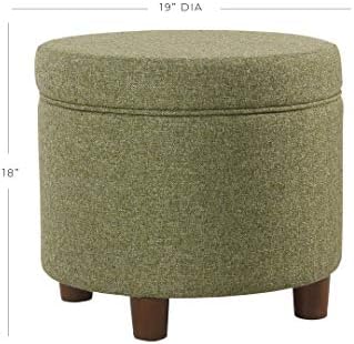 HomePop 19" Round Storage Ottoman - Green Tweed