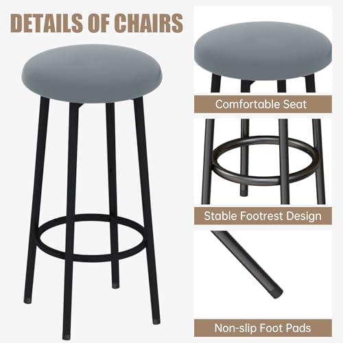 AWQM Kitchen Island with Seating & Storage, Bar Table and Chair Set, Grey