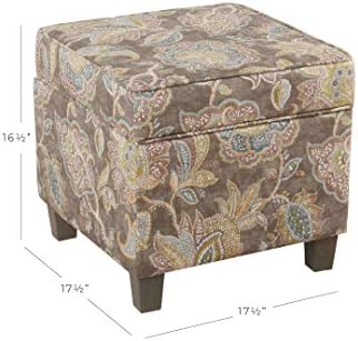 HomePop 18" Classic Square Storage Ottoman - Gray Floral