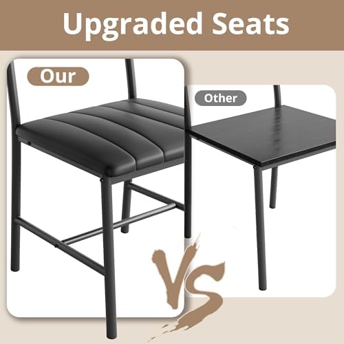 IRONCK Dining Table Set for 4, Kitchen Table and Chairs Set, Black