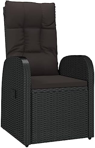 vidaXL Reclining Patio Chairs 2 pcs with Cushions Poly Rattan Black