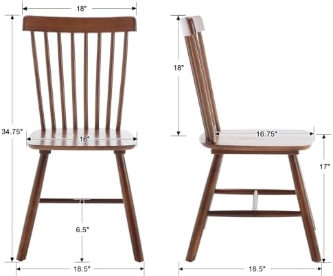 Windsor Dining Chairs Set of 6, Spindle Back Wooden Chairs