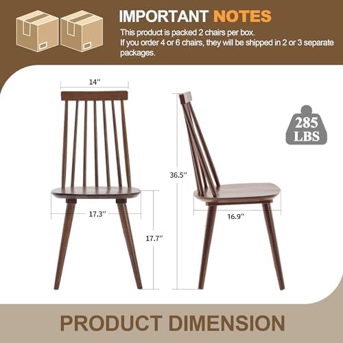 DUHOME Windsor Wooden Dining Chairs Set of 4, Spindle Back Dining Chairs