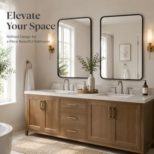 USHOWER 2-Pack Black Bathroom Mirrors for Over Sink 24 x 36 Inch