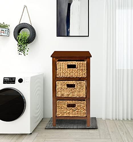 eHemco 3 Tier X-Side End Storage Cabinet, Walnut