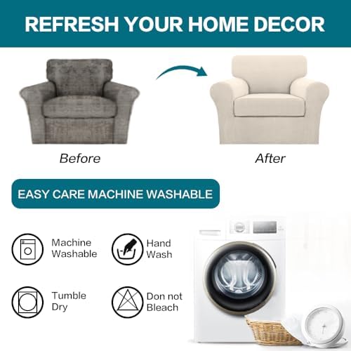 Turquoize 2 Piece Chair Covers for Living Room Armchair Couch Cover with Indi...