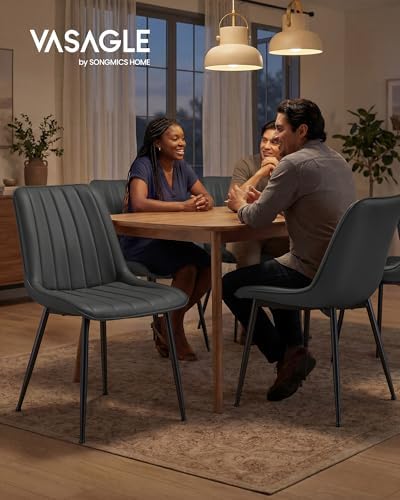 VASAGLE Dining Chairs Set of 4, Upholstered Kitchen Chairs, PU Leather