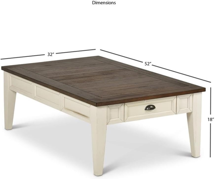 Steve Silver Cayla Storage Coffee Table in Dark Oak and White