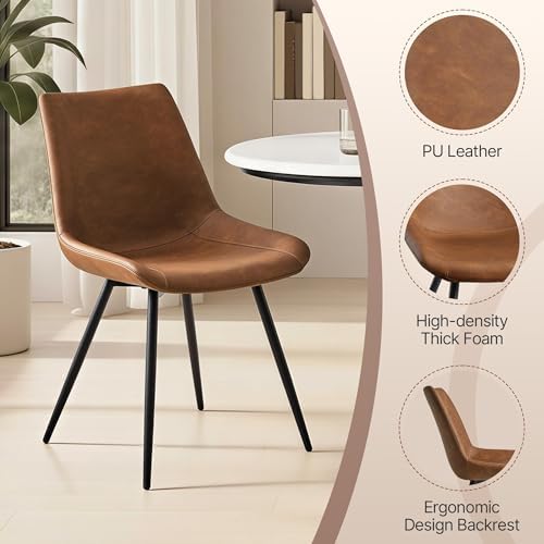 Yaheetech Dining Chairs Set of 4 Mid Century Modern Kitchen Chairs Brown
