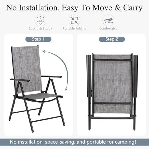 Sophia & William Patio Dining Set for 6 w/Folding Chairs & Beige Umbrella