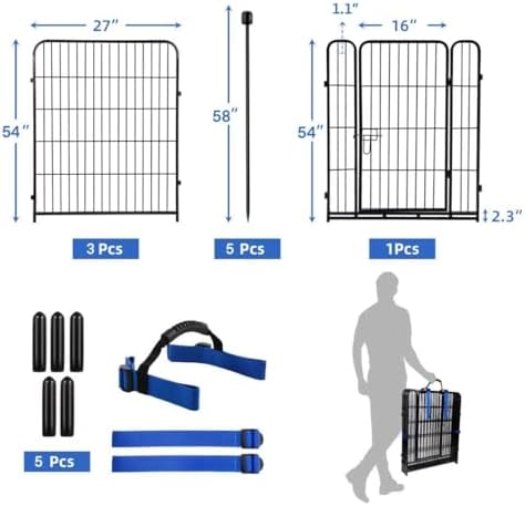 ADAVIN 54 in Dog Fence Outdoor for Yard, 4 Panels Tall Garden Fencing | 8.8 F...