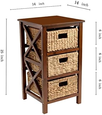 eHemco 3 Tier X-Side End Storage Cabinet, Walnut