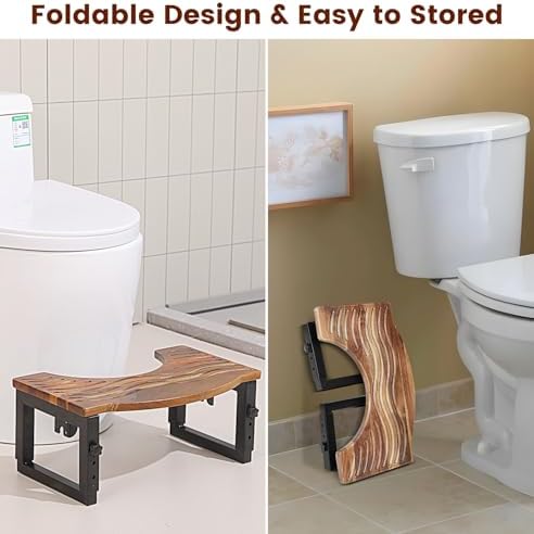 Toilet Stool Foldable,7in,8in,9 in Adjustable Height,Poop Stool