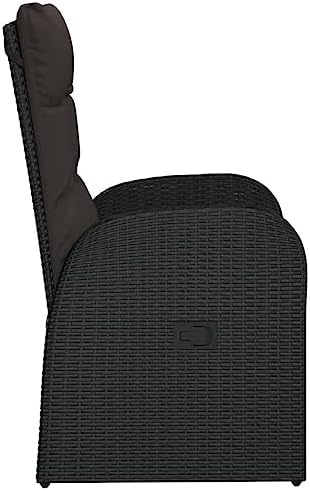 vidaXL Reclining Patio Chairs 2 pcs with Cushions Poly Rattan Black