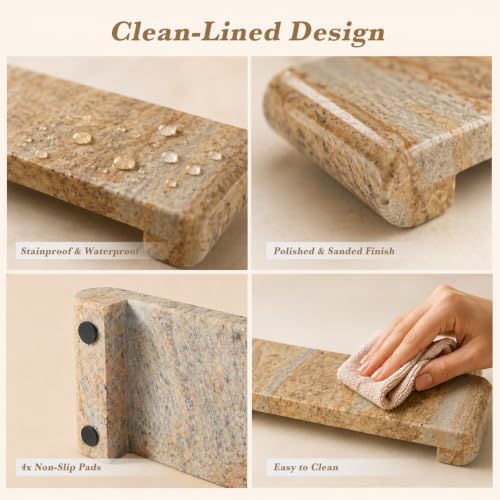 16"x4" Natural Marble Tray Pedestal Stand, Bathroom Counter Vanity Trays