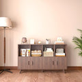 OSCHF 8-Cube Bookcase with Doors, 2-Tier Low Storage Cabient, Walnut