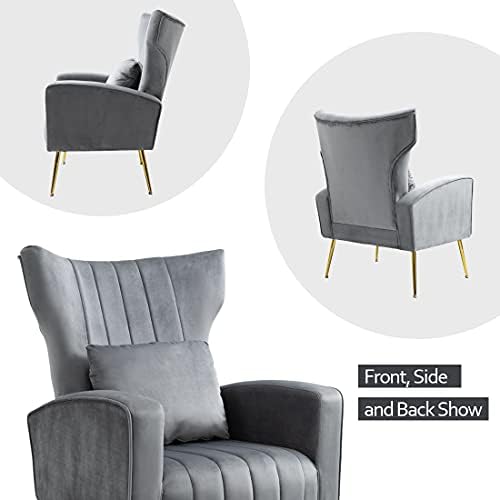 ZJhome Living Room Chairs Set of 2 Modern Velvet Accent Chairs with Lumbar Pi...