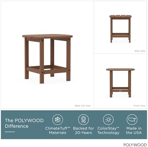 POLYWOOD SBT18TE South Beach 18" Outdoor Side Table, Teak