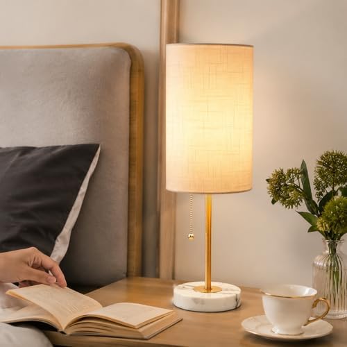 JUNNAI Table Lamps Set of 2, Gold Bedside Lamps, 3 Way Dimmable Nightstand La...