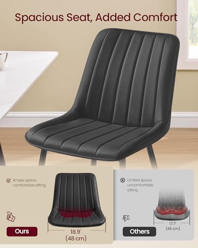 VASAGLE Dining Chairs Set of 4, Upholstered Kitchen Chairs, PU Leather