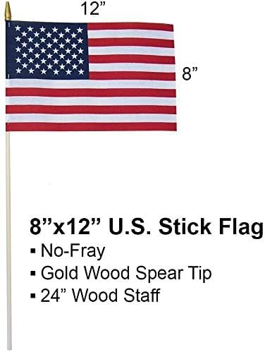 GIFTEXPRESS 12-Pack, Proudly MADE IN U.S.A. 8x12 Inch Spearhead Handheld Amer...