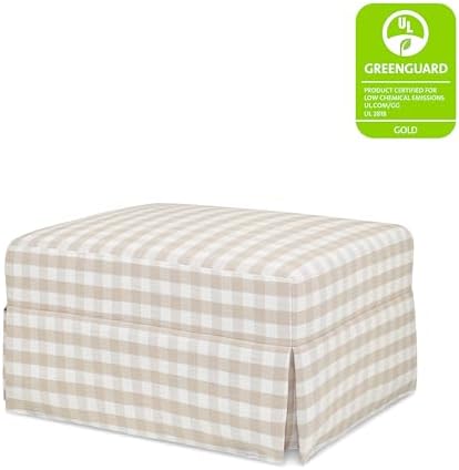 NAMESAKE Crawford Gliding Ottoman in Tan Gingham, Greenguard Gold & Certi...