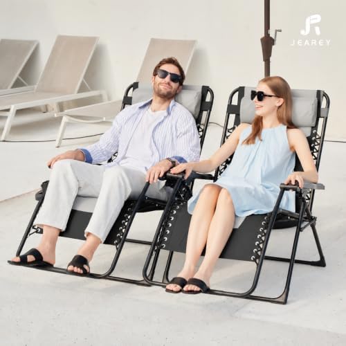 JEAREY Zero Gravity Chair, Oversized Padded Recliner - Black/Grey