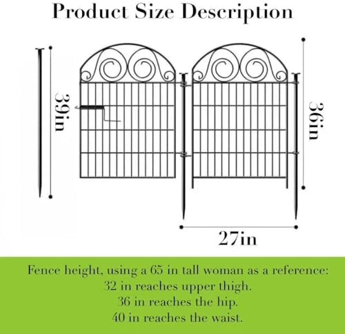 Getlay Tall Garden Fencing 36 Inch High, 2 Panels Total Length 4.4 Ft Dog Fen...