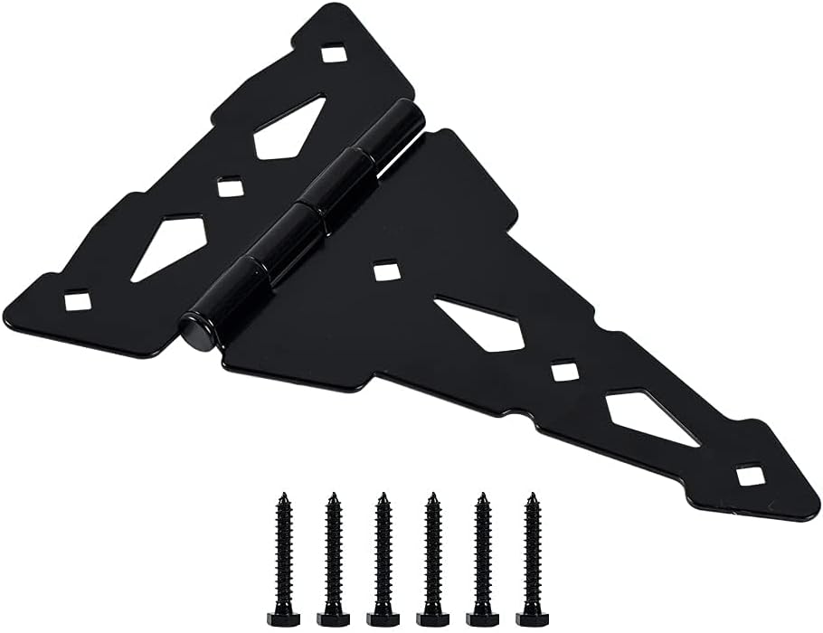 HOME MASTER HARDWARE 8" Heavy Duty Gate Hinges, 4 Pack T Strap Hinges