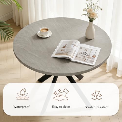 44" Round Dining Table Set for 4, Modern X-Shaped Metal Leg Table