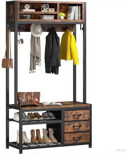 Raybee Hall Tree with Bench and Shoe Storage, 31.5” Entryway Cabinet