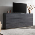 SICOTAS Black Fluted Sideboard Buffet Cabinet with 3 Large Drawers