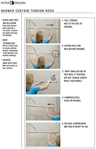 iDesign Cameo Metal Tension Rod, Adjustable Customizable Curtain Rod for Bath...