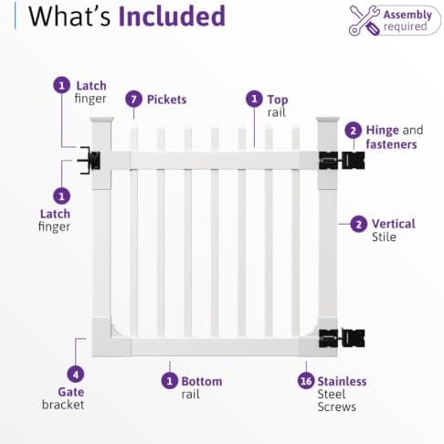 WamBam Nantucket Picket Gate, White Vinyl No Dig DIY Kit