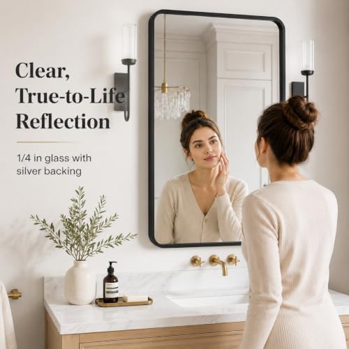USHOWER 2-Pack Black Bathroom Mirrors for Over Sink 24 x 36 Inch