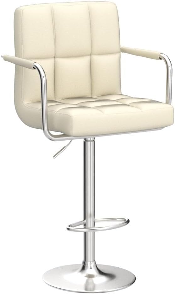 Yaheetech Bar Stools Set of 2, Swivel with Backs, Adjustable Height, Beige