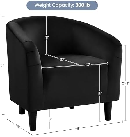 Yaheetech Compact Velvet Accent Chairs Set of 2 for Small Spaces, Black