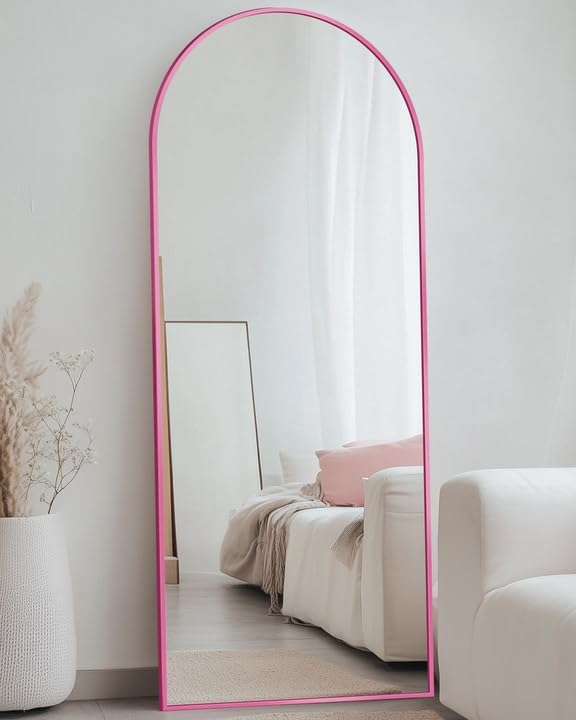 Antok 58" x19” Arched Full Length Mirror, Floor Mirror with Stand,Pink