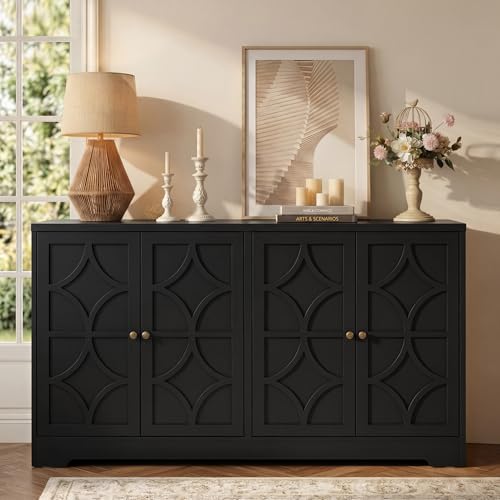 RoyalCraft Sideboard Buffet Cabinet with Storage, Kitchen Coffee Bar, Black