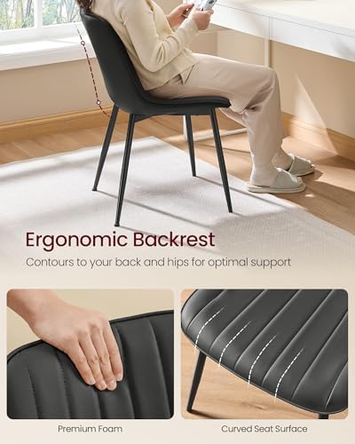 VASAGLE Dining Chairs Set of 4, Upholstered Kitchen Chairs, PU Leather