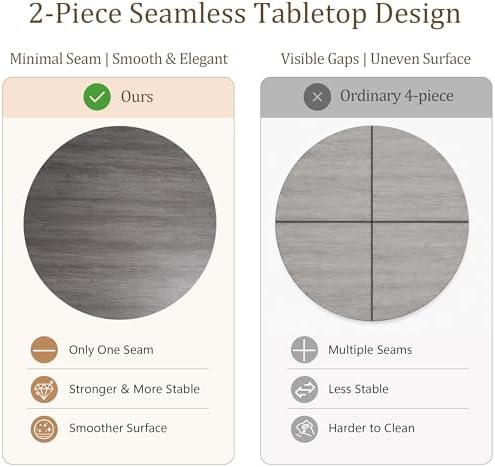 leovanni Round Dining Table Set for 4, Kitchen Table with 4 Upholstered Chairs, 5-Piece Wood Dining Table and Chairs Set for Kitchen, Patent Pending