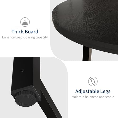 IDEALHOUSE 47" Round Dining Table for 4, Kitchen Dining Room Table with Sturdy Metal Frame, Wood Circle Kitchen Table for Space Saving -Black (No Chairs)