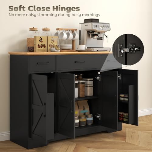 HOMCOM 47" Buffet Cabinet with Storage, Coffee Bar Cabinet, Black
