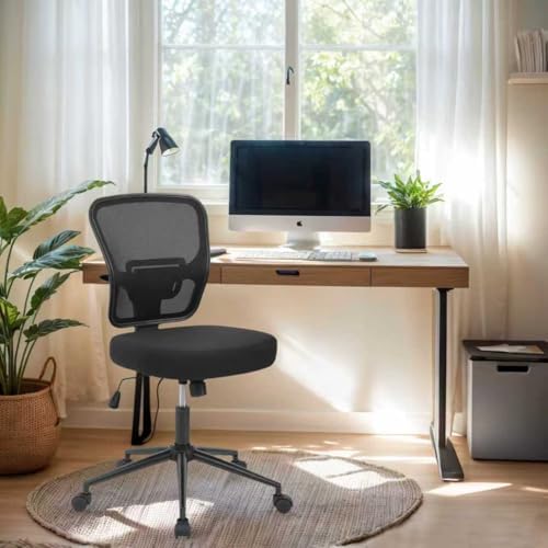 Armless Office Desk Chair Height Adjustable, Ergonomic High Back Mesh Task Ch...