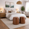 HomePop 17" Organic Shape Ottoman - Chestnut Faux Leather