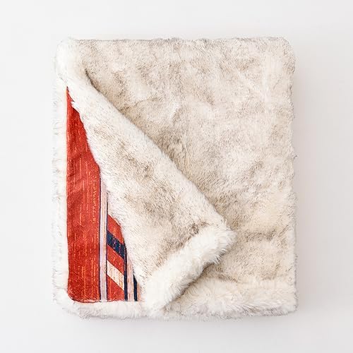 Luxury Plush Faux Fur Throw Blanket with Aztec Pattern, Super Warm, Fuzzy, El...