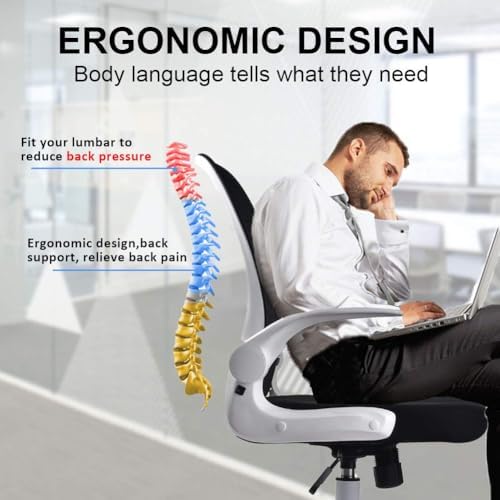 IPKIG Foldable Office Chair - Home Office Desk Chairs with Wheels and Flip-Up...