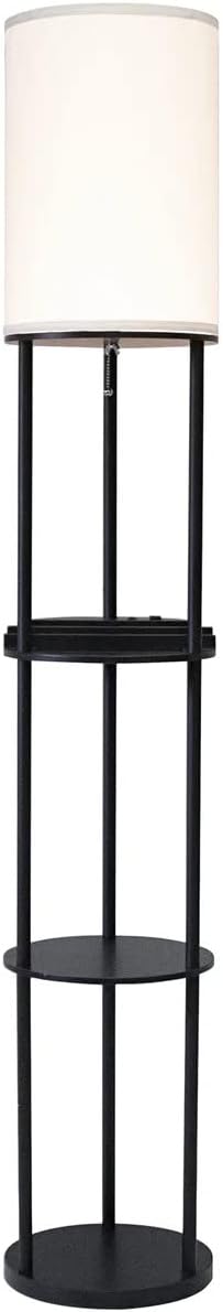 Adesso 3116-01 USB & AC Charging Station Floor Night Lamp with 2 Storage ...